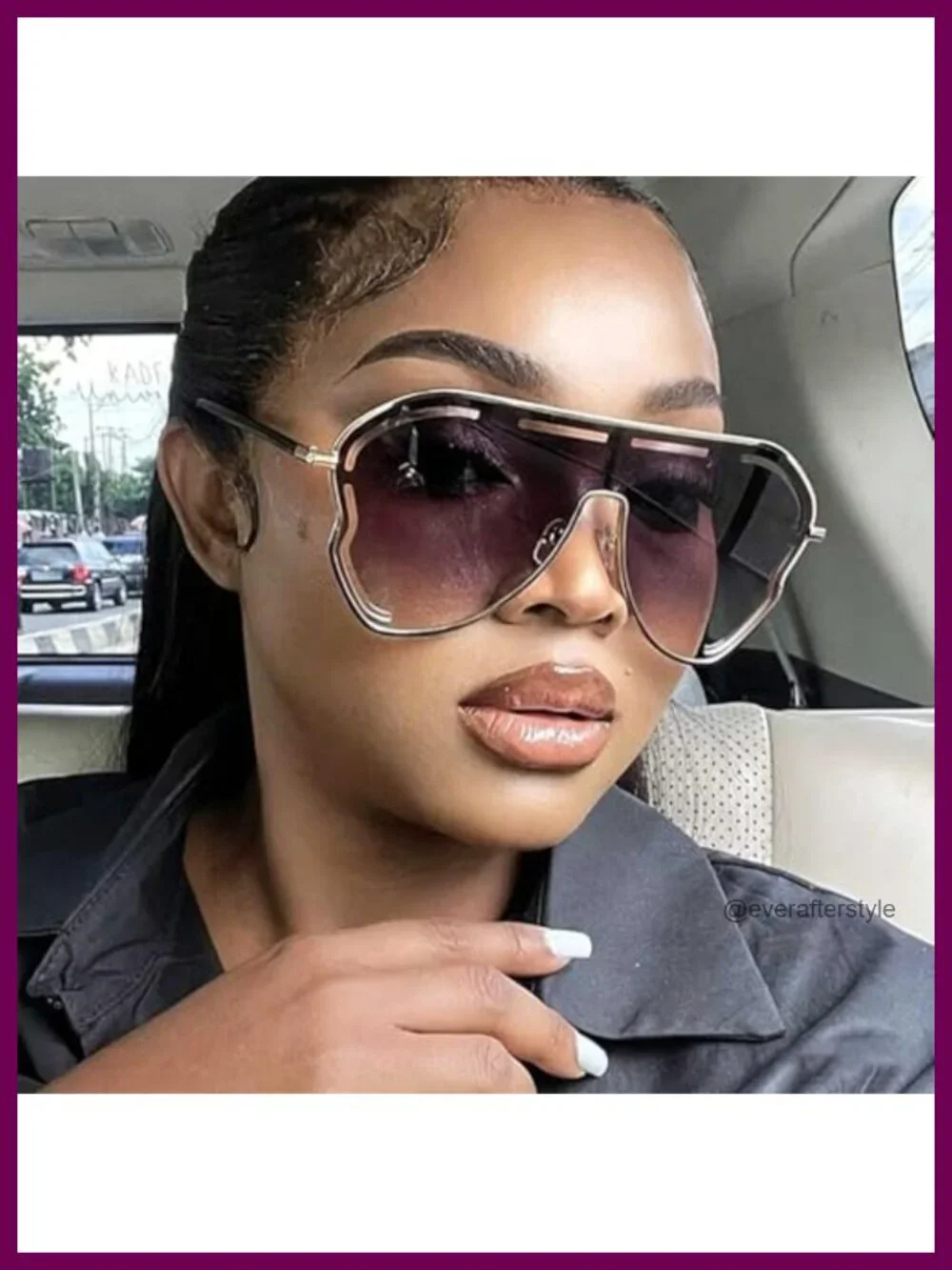 Oversize Rhinestone Sunglasses Non-Polarized UV Protected Square Frame
